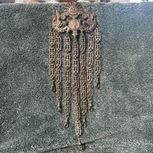 Antique Brass Victorian Châtelaine with Roman Idles and Detailed Chains